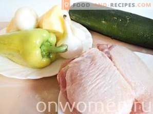 Пиле, задушено със зеленчуци